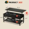 imageWLIVE Lift Top Coffee Table 3 in 1 with Hidden Compartment MultiFunction Coffee Table Converts to Dining Table for Living RoomCharcoal BlackBlack
