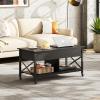 imageWLIVE Lift Top Coffee Table 3 in 1 with Hidden Compartment MultiFunction Coffee Table Converts to Dining Table for Living RoomCharcoal BlackBlack