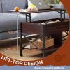 imageWLIVE Lift Top Coffee Table 3 in 1 with Hidden Compartment MultiFunction Coffee Table Converts to Dining Table for Living RoomCharcoal BlackEspresso