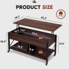 imageWLIVE Lift Top Coffee Table 3 in 1 with Hidden Compartment MultiFunction Coffee Table Converts to Dining Table for Living RoomCharcoal BlackEspresso