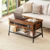 imageWLIVE Lift Top Coffee Table 3 in 1 with Hidden Compartment MultiFunction Coffee Table Converts to Dining Table for Living RoomCharcoal BlackRustic Brown