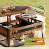 imageWLIVE Lift Top Coffee Table 3 in 1 with Hidden Compartment MultiFunction Coffee Table Converts to Dining Table for Living RoomCharcoal BlackRustic Brown
