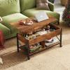 imageWLIVE Lift Top Coffee Table 3 in 1 with Hidden Compartment MultiFunction Coffee Table Converts to Dining Table for Living RoomCharcoal BlackRustic Brown