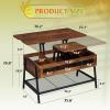 imageWLIVE Lift Top Coffee Table 3 in 1 with Hidden Compartment MultiFunction Coffee Table Converts to Dining Table for Living RoomCharcoal BlackRustic Brown