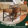 imageWLIVE Lift Top Coffee Table 3 in 1 with Hidden Compartment MultiFunction Coffee Table Converts to Dining Table for Living RoomCharcoal BlackRustic Brown