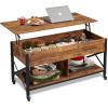 imageWLIVE Lift Top Coffee Table 3 in 1 with Hidden Compartment MultiFunction Coffee Table Converts to Dining Table for Living RoomCharcoal BlackRustic Brown