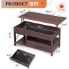 imageWLIVE Lift Top Coffee Table 39quot Coffee Table with Storage Drawers Hidden Compartment Wooden Lift Tabletop Center Table for Living Room Home Rustic OakBrown Oak
