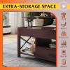 imageWLIVE Lift Top Coffee Table 39quot Coffee Table with Storage Drawers Hidden Compartment Wooden Lift Tabletop Center Table for Living Room Home Rustic OakBrown Oak