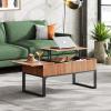 imageWLIVE Lift Top Coffee Table with Storage 409quot Coffee Table with Lifting Top ampamp Sliding Cover Wood Modern Center Table with 2 Hidden Compartment for Living Room Walnut Oak