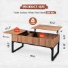 imageWLIVE Lift Top Coffee Table with Storage 409quot Coffee Table with Lifting Top ampamp Sliding Cover Wood Modern Center Table with 2 Hidden Compartment for Living Room Walnut Oak