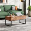 imageWLIVE Lift Top Coffee Table with Storage 409quot Coffee Table with Lifting Top ampamp Sliding Cover Wood Modern Center Table with 2 Hidden Compartment for Living Room Walnut Oak