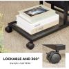 imageWLIVE Mobile Side Table with 2 USB Ports C Shaped End Table with Storage Pocket Metal Mesh Shelf for Sofa Couch Bed in Living Room Bedroom Rustic Brown
