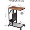 imageWLIVE Mobile Side Table with 2 USB Ports C Shaped End Table with Storage Pocket Metal Mesh Shelf for Sofa Couch Bed in Living Room Bedroom Rustic Brown