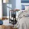 imageWLIVE Mobile Side Table with 2 USB Ports C Shaped End Table with Storage Pocket Metal Mesh Shelf for Sofa Couch Bed in Living Room Bedroom Rustic Brown