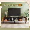 imageWLIVE Modern TV Stand for 65 Inch TV Mid Century Entainment Center with Storage TV Console with Open Shelf and 2 Cabinets for Bedroom and Living Room TV Cabinet with Metal Legs BlackRustic Brown