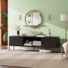imageWLIVE Modern TV Stand for 65 Inch TV Mid Century Entainment Center with Storage TV Console with Open Shelf and 2 Cabinets for Bedroom and Living Room TV Cabinet with Metal Legs BlackBlack