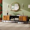 imageWLIVE Modern TV Stand for 65 Inch TV Mid Century Entainment Center with Storage TV Console with Open Shelf and 2 Cabinets for Bedroom and Living Room TV Cabinet with Metal Legs BlackRustic Brown