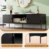 imageWLIVE Modern TV Stand for 65 Inch TV Mid Century Entainment Center with Storage TV Console with Open Shelf and 2 Cabinets for Bedroom and Living Room TV Cabinet with Metal Legs BlackBlack