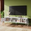 imageWLIVE Modern TV Stand for 65 Inch TV Mid Century Entainment Center with Storage TV Console with Open Shelf and 2 Cabinets for Bedroom and Living Room TV Cabinet with Metal Legs BlackWhite