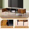 imageWLIVE Modern TV Stand for 65 Inch TV Mid Century Entainment Center with Storage TV Console with Open Shelf and 2 Cabinets for Bedroom and Living Room TV Cabinet with Metal Legs BlackRustic Brown
