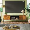 imageWLIVE Modern TV Stand for 65 Inch TV Mid Century Entainment Center with Storage TV Console with Open Shelf and 2 Cabinets for Bedroom and Living Room TV Cabinet with Metal Legs BlackRustic Brown