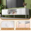 imageWLIVE Modern TV Stand for 65 Inch TV Mid Century Entainment Center with Storage TV Console with Open Shelf and 2 Cabinets for Bedroom and Living Room TV Cabinet with Metal Legs BlackWhite