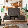imageWLIVE Modern TV Stand for 65 Inch TV Mid Century Entainment Center with Storage TV Console with Open Shelf and 2 Cabinets for Bedroom and Living Room TV Cabinet with Metal Legs BlackBlack