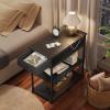 imageWLIVE Narrow Side Table with Charging Station End Table for Living Room Couch Side Table with Fabric Drawer for Bedroon 118W 236L 24H Rustic BrownBlack