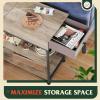 imageWLIVE Narrow Side Table with Charging Station End Table for Living Room Couch Side Table with Fabric Drawer for Bedroon 118W 236L 24H Rustic BrownGreige