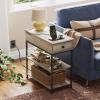 imageWLIVE Narrow Side Table with Charging Station End Table for Living Room Couch Side Table with Fabric Drawer for Bedroon 118W 236L 24H Rustic BrownGreige