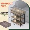 imageWLIVE Narrow Side Table with Charging Station End Table for Living Room Couch Side Table with Fabric Drawer for Bedroon 118W 236L 24H Rustic BrownGreige