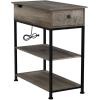 imageWLIVE Narrow Side Table with Charging Station End Table for Living Room Couch Side Table with Fabric Drawer for Bedroon 118W 236L 24H Rustic BrownGreige