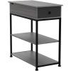 imageWLIVE Narrow Side Table with Charging Station End Table for Living Room Couch Side Table with Fabric Drawer for Bedroon 118W 236L 24H Rustic BrownGrey