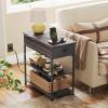 imageWLIVE Narrow Side Table with Charging Station End Table for Living Room Couch Side Table with Fabric Drawer for Bedroon 118W 236L 24H Rustic BrownGrey