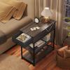 imageWLIVE Narrow Side Table with Charging Station End Table for Living Room Couch Side Table with Fabric Drawer for Bedroon 118W 236L 24H Rustic BrownGrey