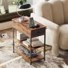 imageWLIVE Narrow Side Table with Charging Station End Table for Living Room Couch Side Table with Fabric Drawer for Bedroon 118W 236L 24H Rustic BrownRustic Brown