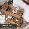 imageWLIVE Narrow Side Table with Charging Station End Table for Living Room Couch Side Table with Fabric Drawer for Bedroon 118W 236L 24H Rustic BrownRustic Brown