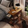 imageWLIVE Narrow Side Table with Charging Station End Table for Living Room Couch Side Table with Fabric Drawer for Bedroon 118W 236L 24H Rustic BrownRustic Brown