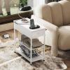 imageWLIVE Narrow Side Table with Charging Station End Table for Living Room Couch Side Table with Fabric Drawer for Bedroon 118W 236L 24H Rustic BrownWhite