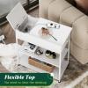 imageWLIVE Narrow Side Table with Charging Station End Table for Living Room Couch Side Table with Fabric Drawer for Bedroon 118W 236L 24H Rustic BrownWhite