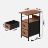 imageWLIVE Narrow Side Table with Charging Station End Table with LED Light 2 Fabric Drawers and Open Shelf Black Bedside Tables Living Room Small Space Bedroom Night Stand with Charger StationRustic Brown Wood Grain Print