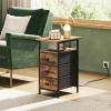 imageWLIVE Narrow Side Table with Charging Station End Table with LED Light 2 Fabric Drawers and Open Shelf Black Bedside Tables Living Room Small Space Bedroom Night Stand with Charger StationRustic Brown With 3 Fabric Drawers