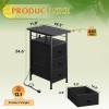 imageWLIVE Narrow Side Table with Charging Station End Table with LED Light 2 Fabric Drawers and Open Shelf Black Bedside Tables Living Room Small Space Bedroom Night Stand with Charger StationBlack With 3 Fabric Drawers