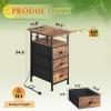 imageWLIVE Narrow Side Table with Charging Station End Table with LED Light 2 Fabric Drawers and Open Shelf Black Bedside Tables Living Room Small Space Bedroom Night Stand with Charger StationRustic Brown With 3 Fabric Drawers