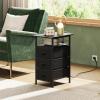 imageWLIVE Narrow Side Table with Charging Station End Table with LED Light 2 Fabric Drawers and Open Shelf Black Bedside Tables Living Room Small Space Bedroom Night Stand with Charger StationBlack With 3 Fabric Drawers