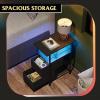 imageWLIVE Narrow Side Table with Charging Station End Table with LED Light 2 Fabric Drawers and Open Shelf Black Bedside Tables Living Room Small Space Bedroom Night Stand with Charger StationBlack