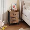 imageWLIVE Night Stand Small 2 Drawer Dresser Nightstand with Fabric Bins for Bedroom Closet Dorm Rustic Brown Wood Grain Print 118quot D x 157quot W x 209quot HRustic Brown