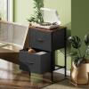 imageWLIVE Night Stand Small 2 Drawer Dresser Nightstand with Fabric Bins for Bedroom Closet Dorm Rustic Brown Wood Grain Print 118quot D x 157quot W x 209quot HBlack and Rustic Browntall