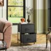 imageWLIVE Night Stand Small 2 Drawer Dresser Nightstand with Fabric Bins for Bedroom Closet Dorm Rustic Brown Wood Grain Print 118quot D x 157quot W x 209quot HCharcoal Black