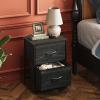 imageWLIVE Night Stand Small 2 Drawer Dresser Nightstand with Fabric Bins for Bedroom Closet Dorm Rustic Brown Wood Grain Print 118quot D x 157quot W x 209quot HCharcoal Black Wood Grain Print